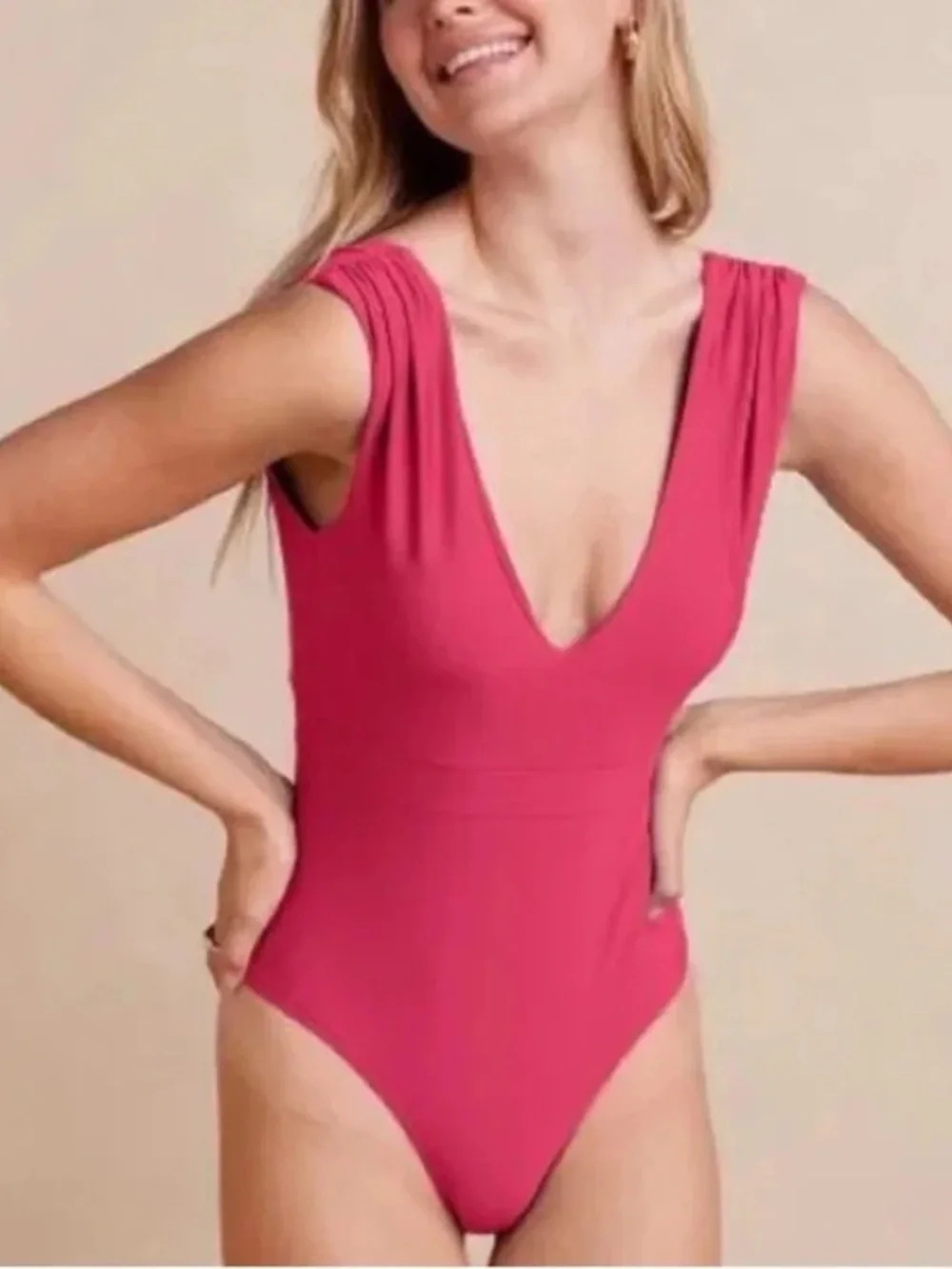 Summersalt The Ruched Backflip One Piece Swimsuit Raspberry Pink - size 8